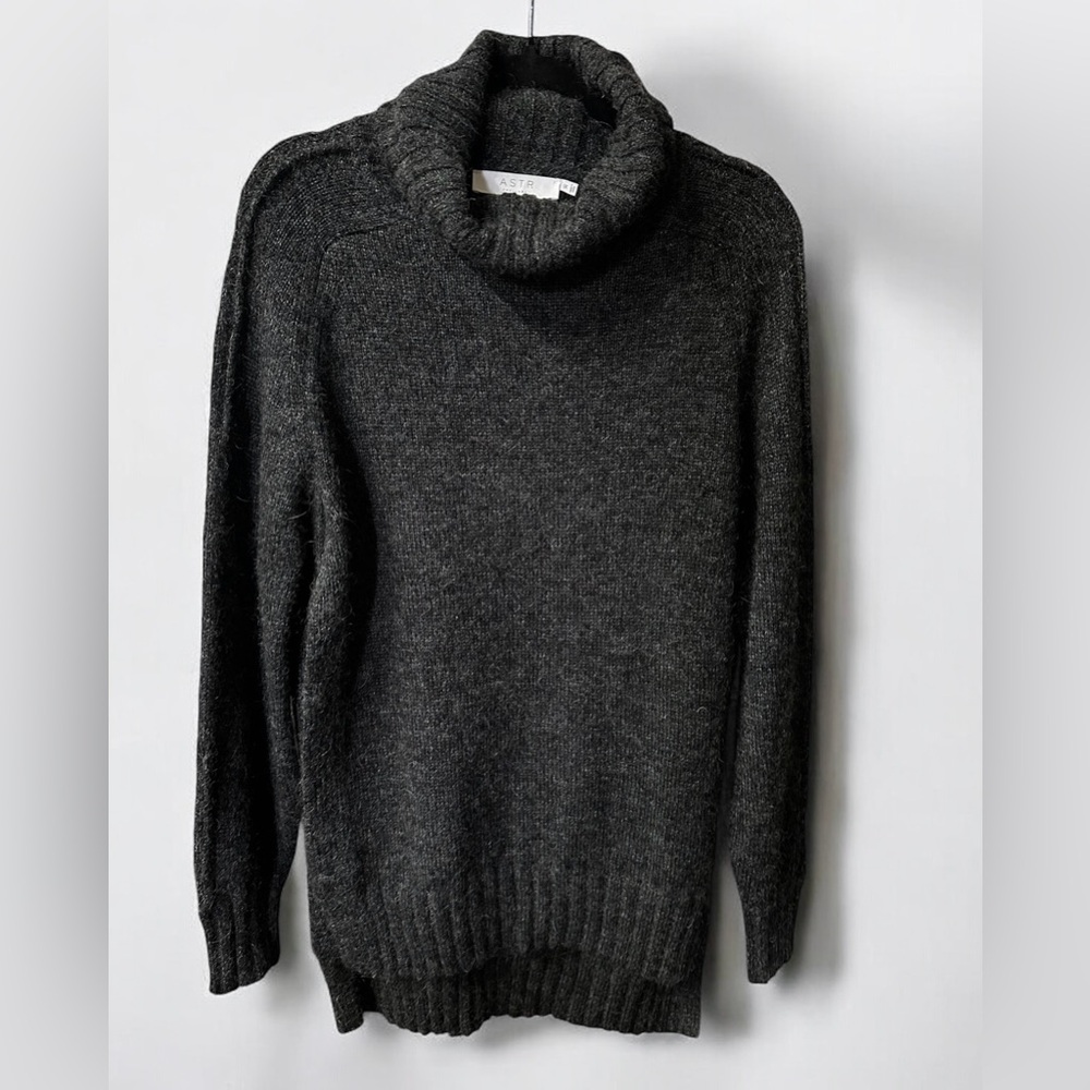 Astr the Label Cowlneck Cape Side Split Hem Tunic Sweater Wool Blend Medium